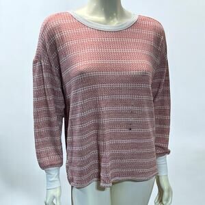 BKE Textured Knit Top Keyhole Back Rose Pink XS Long Sleeve NEW with Tags